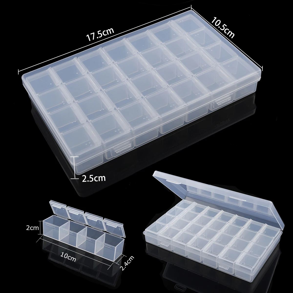 Wholesale 12 Compartments Rectangle Plastic Bead Storage Containers 