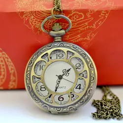 Кварцевые карманные часы большие бронзовые карманные часы большой Креативный дизайн ажурные лепестки карманные часы ожерелье карманные