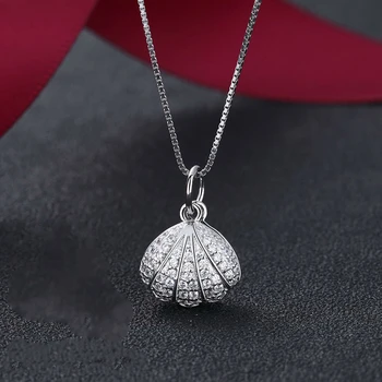 

Keeper S925 Sterling Silver Marine Pearl Shell Box Necklace with AAA Zircon Shell Pendant Fine High-end Jewelry Bridesmaid Gifts