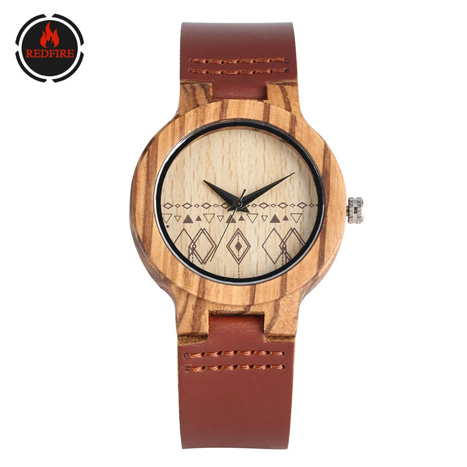 

REDFIRE Vintage Wood Watch Quartz Women Watches Genuine Leather Creative Wooden Clock New Arrival 2020 reloj femenino