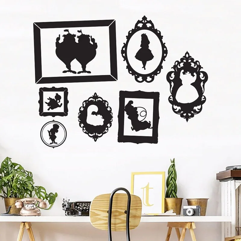 Alice in Wonderland Wall Decal Frames Fairy Tales Characters Art Door