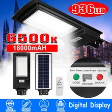 400 Вт 18000 мАч светодиодный настенный светильник IP65 цифровой Солнечный уличный светильник с радиолокационным движением постоянно яркий индукционный солнечный датчик дистанционного управления
