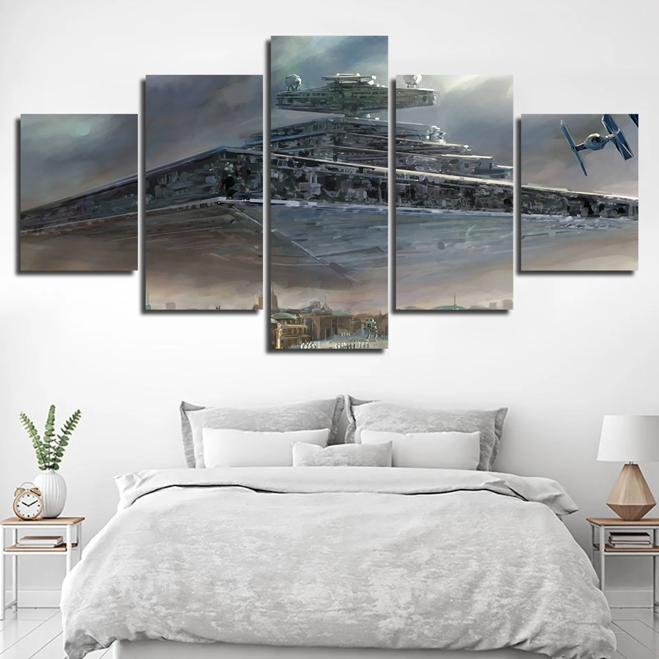 

Kids Room Hang Picture Wall Art Decor Canvas Painting Star Wars Spacecraft Modular Abstract Movie Poster Artworks HD Printed
