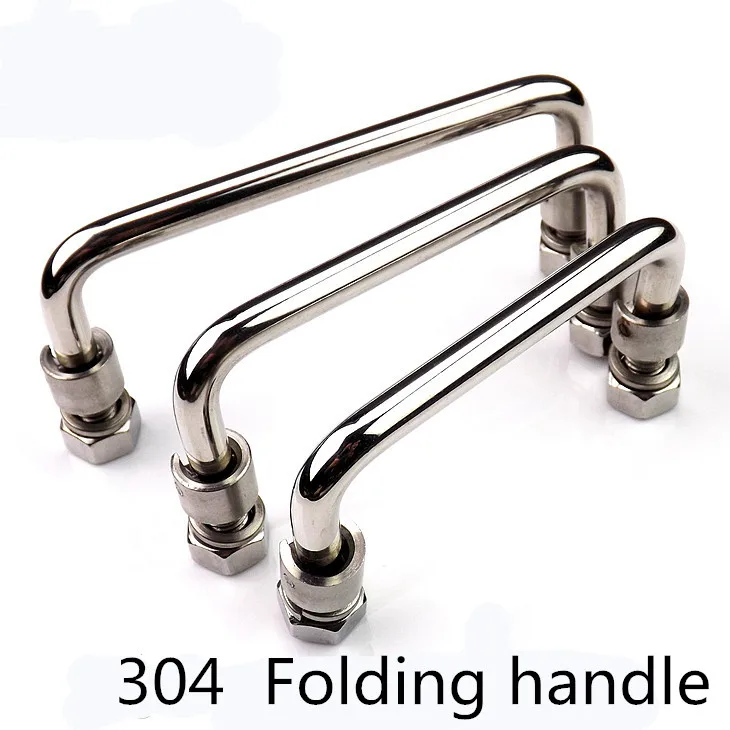 304 Stainless folding Handle 90mm100mm120mm Industrial Toolbox spring Knobs flexible suitcases Equipment cabinet hardware