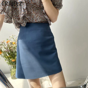 

Summer Short Skirt Women Above Knee Mini A Line Solid Slim Casual Skirt 2020 New CRRIFLZ