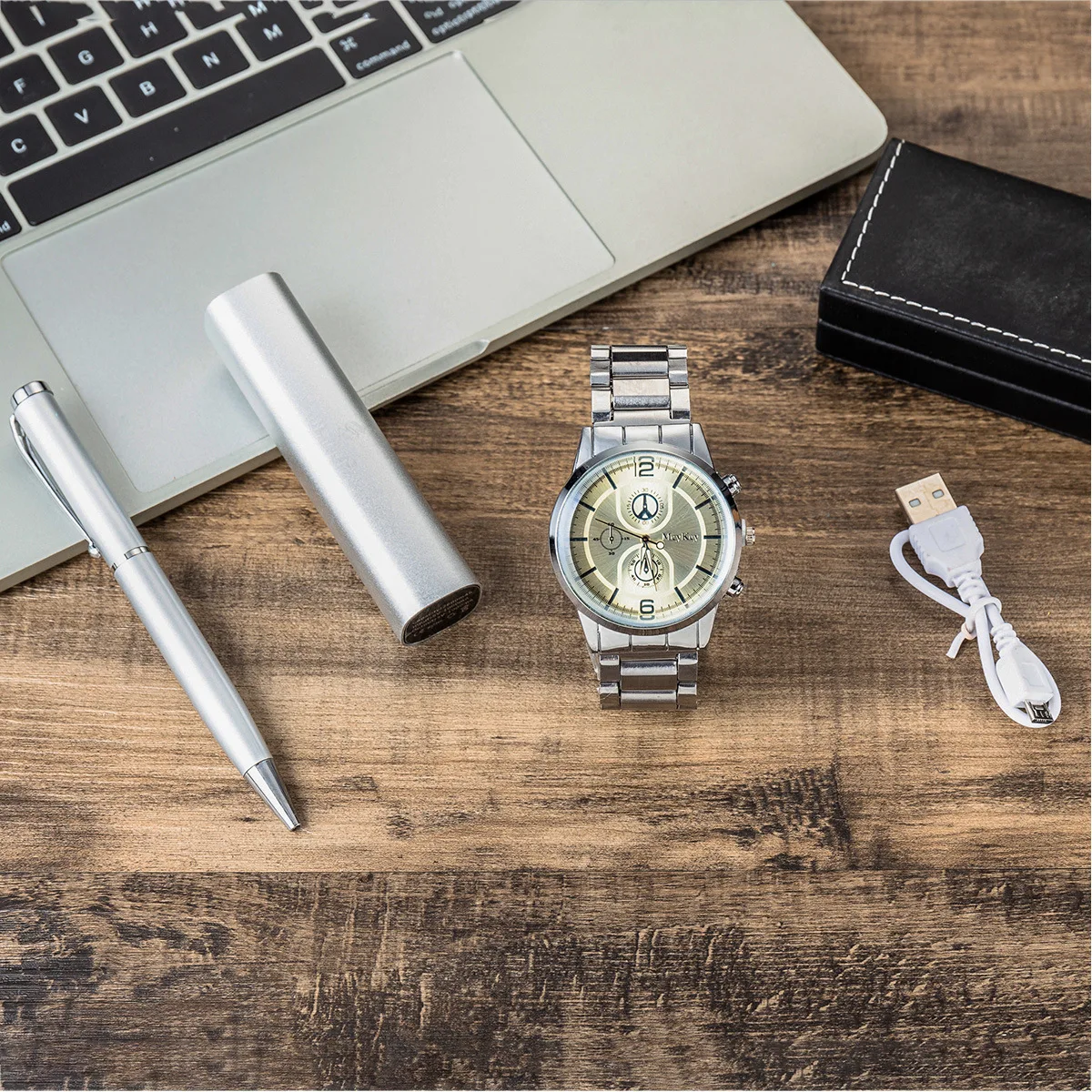

Men Gift Set Exquisite Packaging Watch + Fountain Pen Data Cable Set Creative Packaged Combination Watch