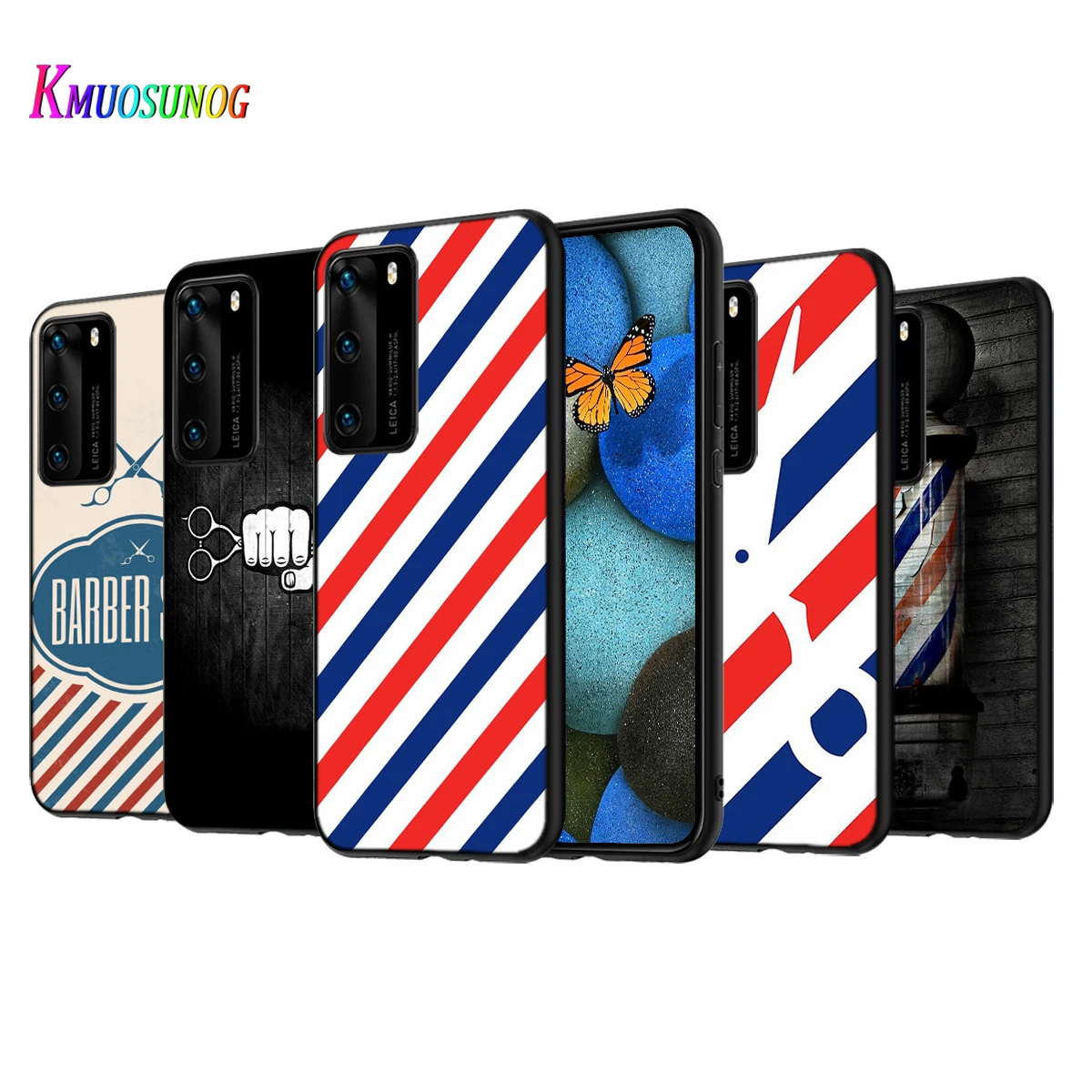 Силиконовый чехол с парикмахерскими полосками и ножницами для Huawei P50 P40 P30 P20 Pro P10 P9