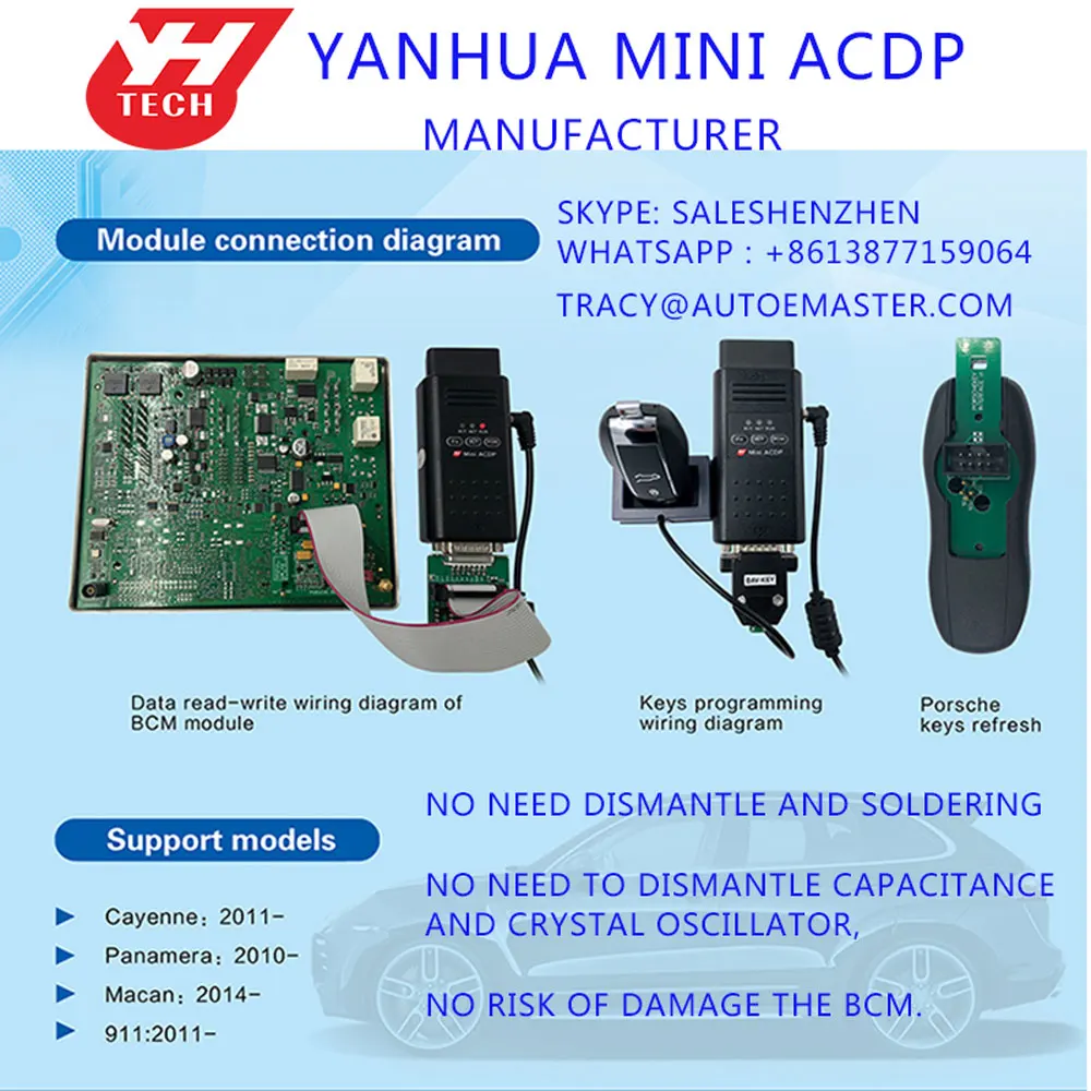 Yanhua Mini ACDP 12 модулей для BMW CAS FEM Land Rover KVM Porsche BCMMB91F Fit, KIA, Sonata 9, MQB, EGS VOLVO программирование ключей