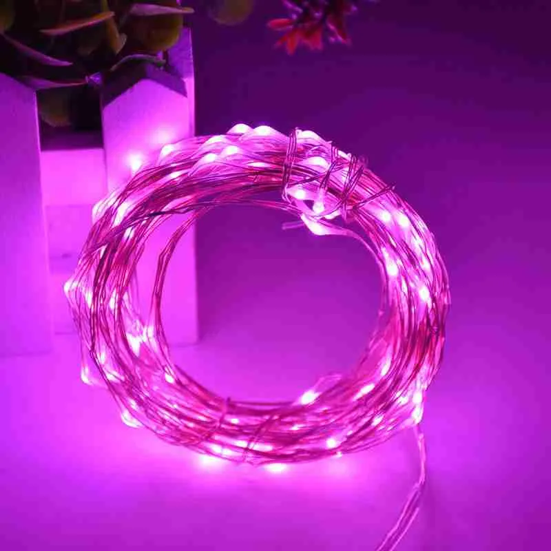SZYOUMY Водонепроницаемый Открытый Рождественский Сказочный свет 10 м 20 м 30 м 40 м 50 м медный провод светодиодный свет гирлянды теплый белый свет гирлянды - Испускаемый цвет: Розовый