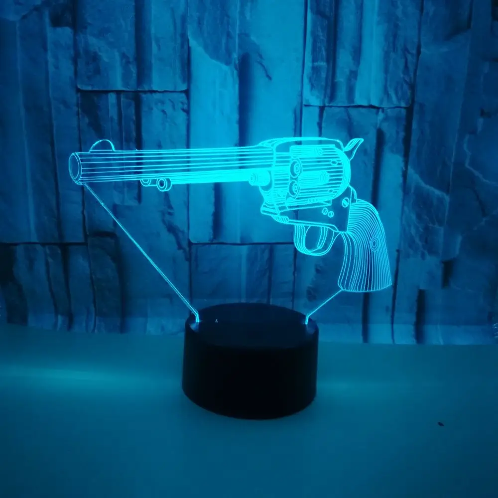 

New Style Pistol Modeling 3D Night Lamp USB Colorful Touch Control LED Visual Lamp Gift Decoration Small Table Lamp