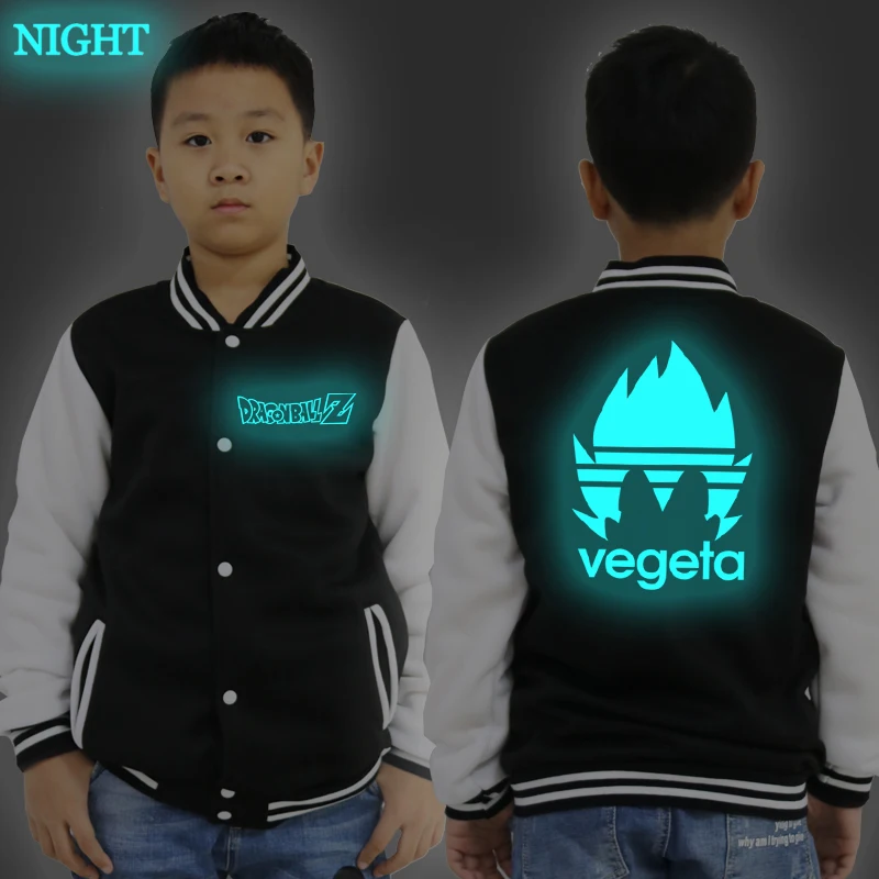 Dragon Ball Print Kids Baby Baseball Jacket Toddler Boys Girls Luminous Jackets Casual Autumn Winter Coat Clothes for 2-14 Years