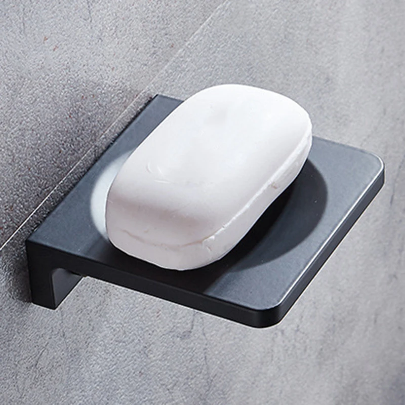

Bowl Type Space Aluminum Black Soap Box Wall-Mounted Bathroom Accessories Product Soap Rack