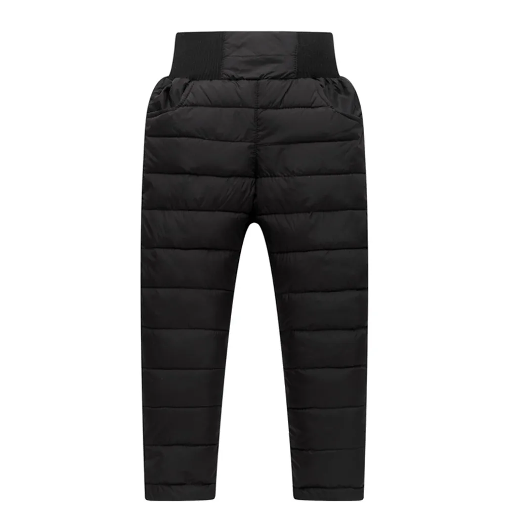 Детские штаны для малышей; Повседневная зимняя одежда; брюки для маленьких детей; зимние теплые эластичные брюки-леггинсы с высокой талией; брюки для мальчиков и девочек - Цвет: Черный