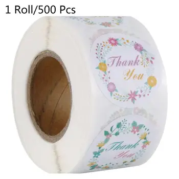 

500pcs/roll 8 Designs Floral Thank You Stickers Seal Label for Small Shop Envelope