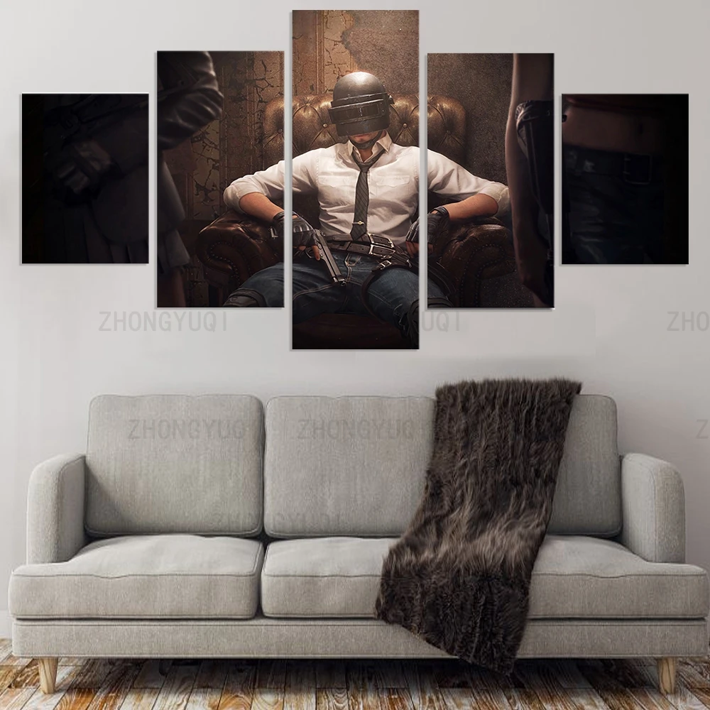 5 panels Pubg Playerunknowns Battlegrounds Game Canvas Painting Wall Art Home Decor Modula Picture poster and Prints Living Room | Дом и сад