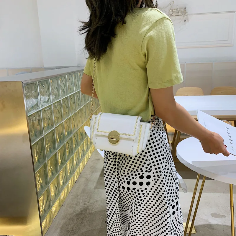

JIULIN The new chain bag 2019 women's bag with wheat ear sewing thread slung across the body is Korean version of shoulder bag