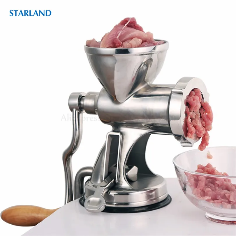 Manual Meat Grinder Mincer Handheld Stainless Steel Food Chopper with  Securing Clip Clamp On Hand Grinder Home Meat Grinder Sausage Beef Mincer  Table