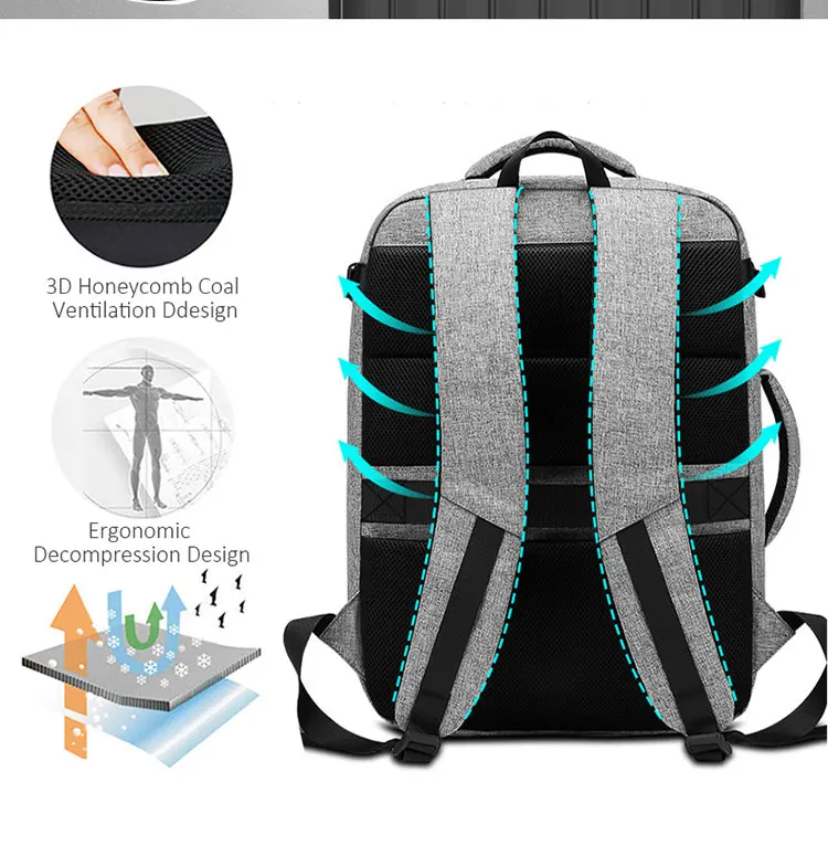 DIENQI Multifunction Backpacks Unisex Laptop 15.6'' Convenient Bagpack Business Commuting Backbag Multi-pocket Backpack Mochila