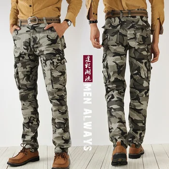 

Cargo Pants Tactical Male Overalls Training Combat Army Military Pants Many Multi-Pocket Straight Designer Hunter Camo Woodland