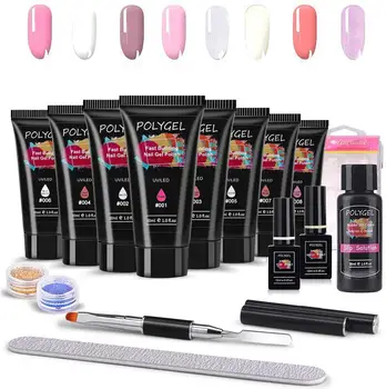 

8pcs Poly Gel Set 30ml Extension Poly Gel Varnish Nail Polish Art Kit Quick Building Nails Extensions Hard Gel Polygel Nail Kit