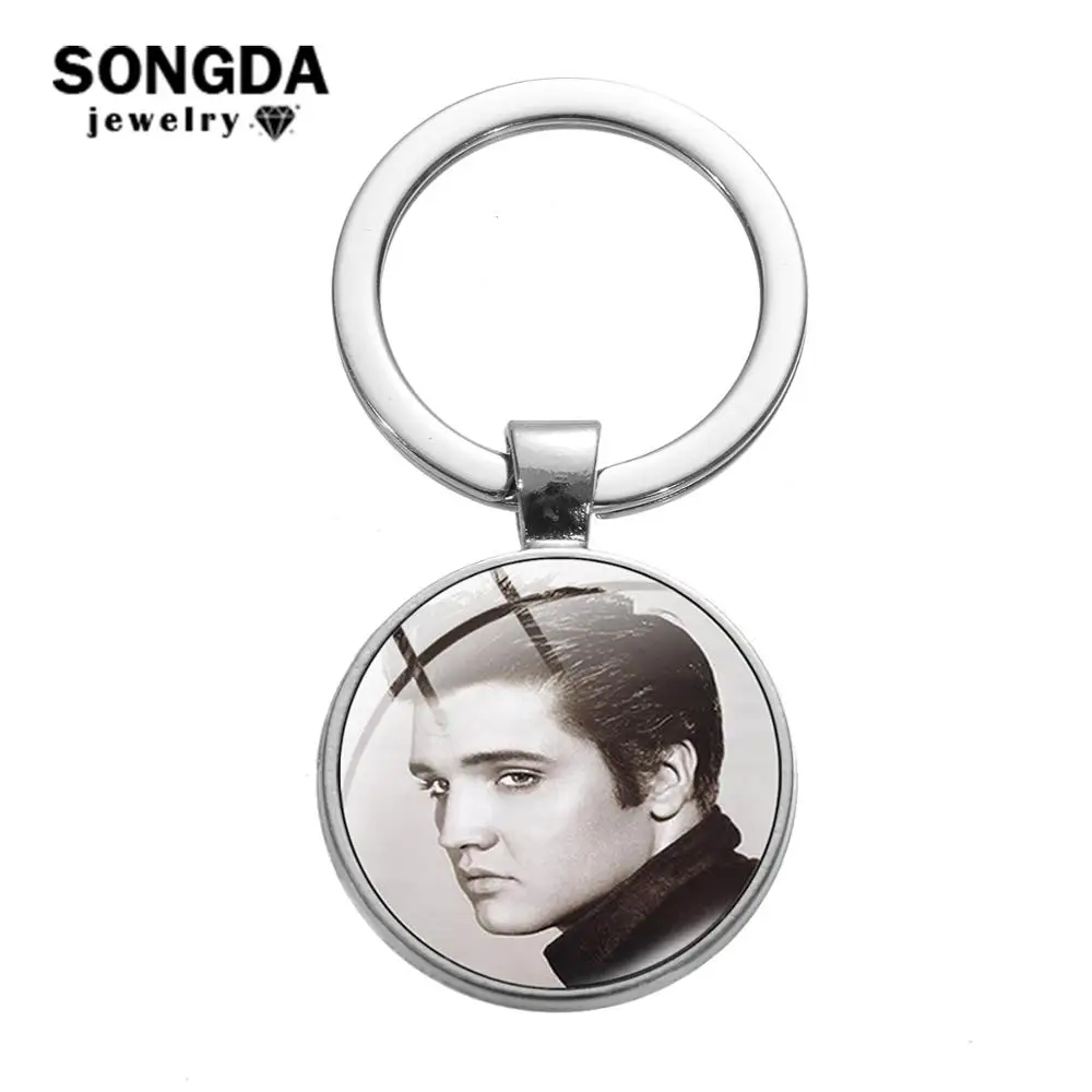 SONGDA Elvis брелок с Пресли сувенир подвесной кулон Винтажный стиль черный белый