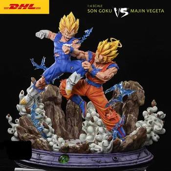 

66cm Dragon Ball Z 1/4 Son Goku VS Majin Vegeta GK Statue Resin Action Figure Collection Model Toys Y1186