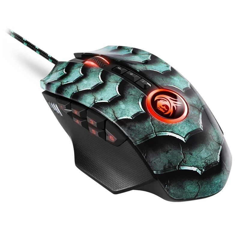 Мышь Sharkoon Drakonia II Green, оптическая, 15000 dpi, USB, подсветка RGB, цвет: черный/зеленый