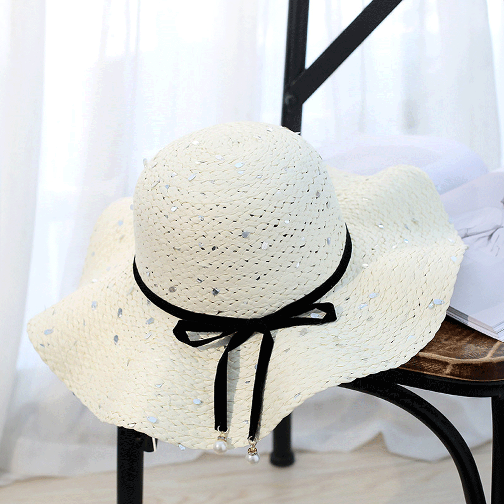 Hirigin Sommer Floppy Strohhut Damen breiter Krempe Strand Hut Sonne faltbare cappe