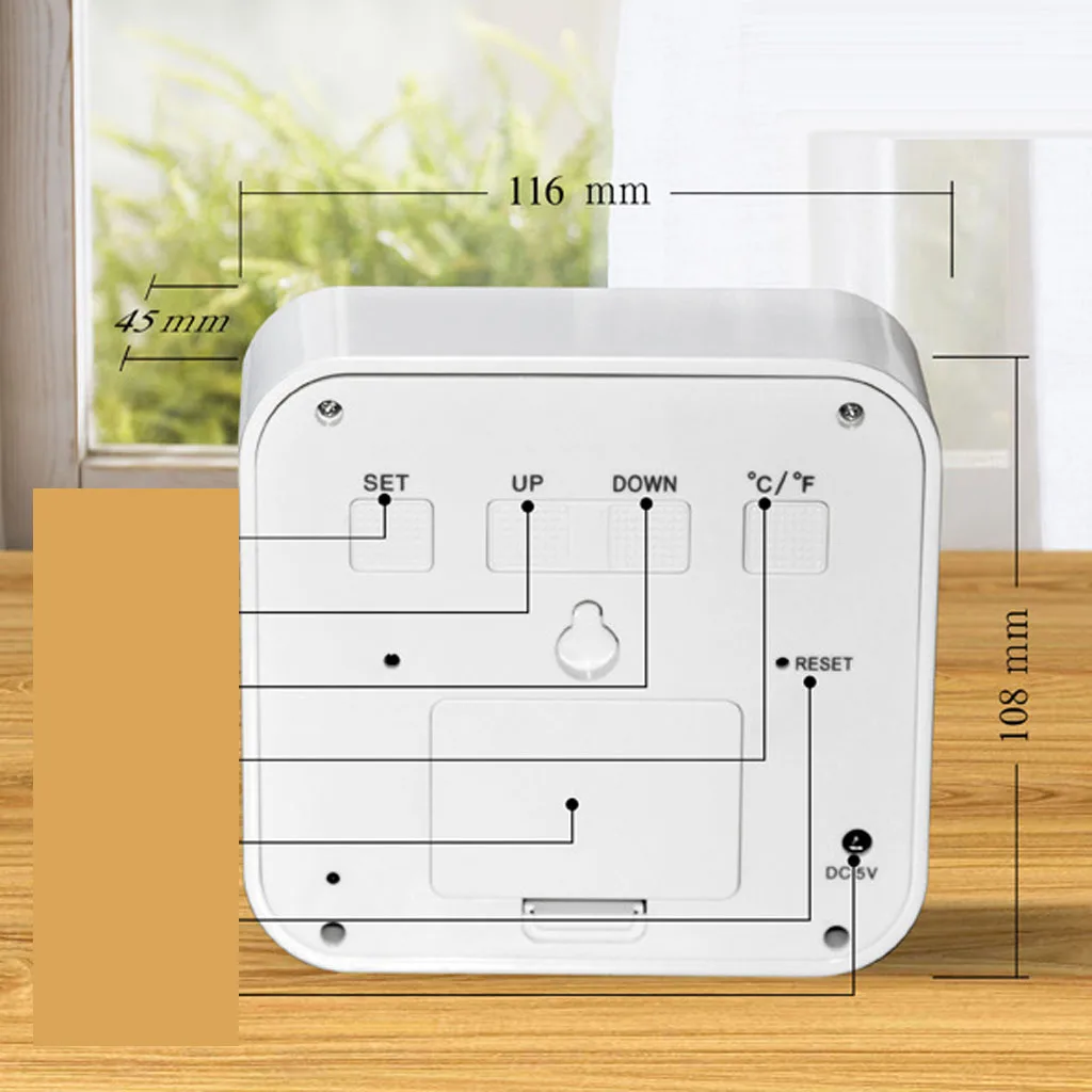 3 Groups of Alarm Clock Digital LED Table Alarm Day Night Clock 12/24 Hour Display with Temperature + Air Hygrometer