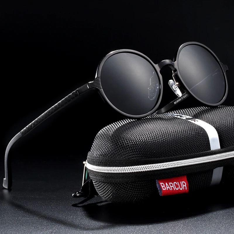 BARCUR Горячие черные очки мужские круглые солнцезащитные очки Роскошные Брендовые мужские очки Ретро Винтажные женские солнцезащитные очки UV400 Ретро стиль