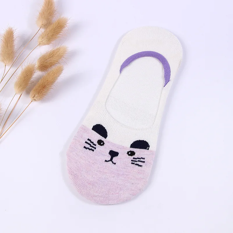 Модные корейские женские лодочные носки-невидимки из хлопка носки с животными из мультфильмов Harajuku забавные носки в стиле хип-хоп - Цвет: 4