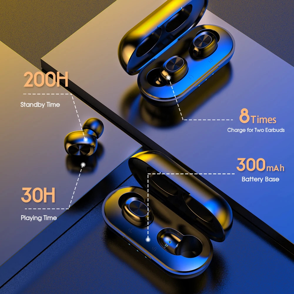 2020Newest True Wireless Bluetooth Earphones 5 0 Touch Control TWS Bluetooth Earbuds Waterproof Supper Bass 9D Stereo Music Head