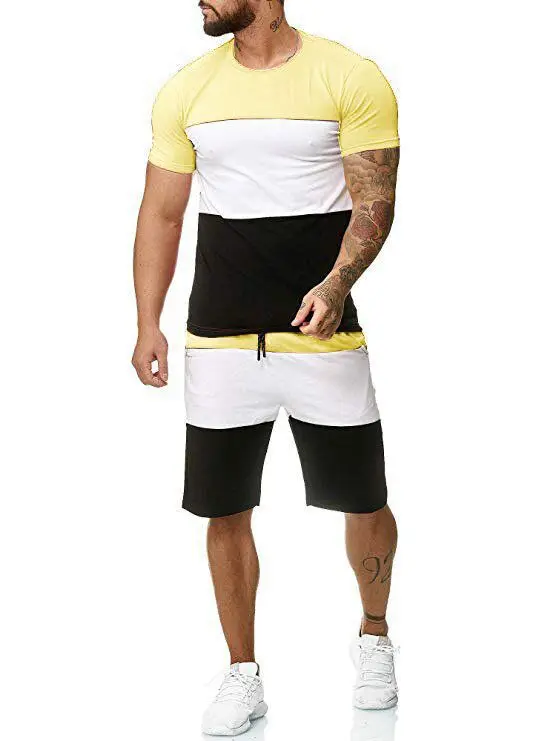 

Pure cotton men's suit 2 piece sportswear short sleeve summer casual sportswear short thin sportswear high quality T-shirt short