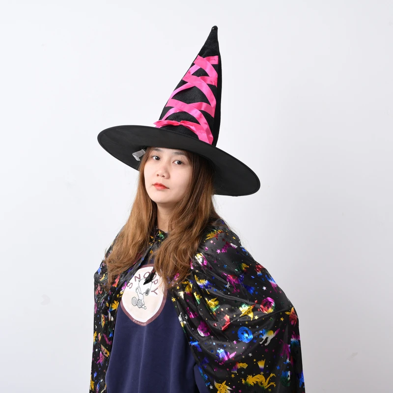 

Witch Hats Masquerade Ribbon Wizard Hat Cosplay Halloween Costume Party Birthday Carnival Witches Adult Kids Top Hats New