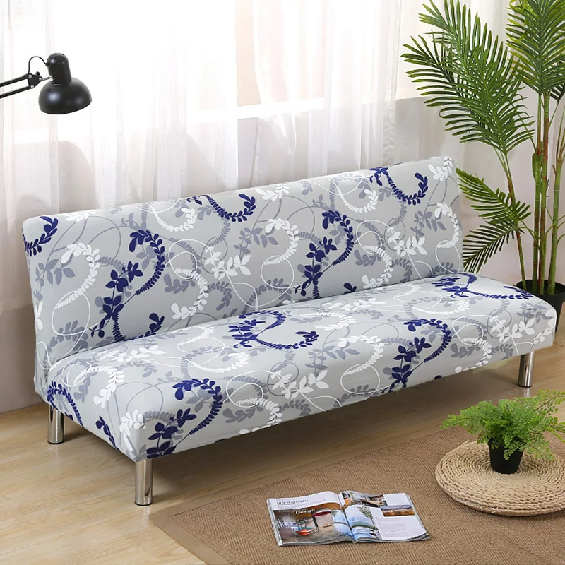 150 215cm Sofa Bed Covers Polyester Armless Printed Foldding Elastic Couch Bench Slipcover for Home Three