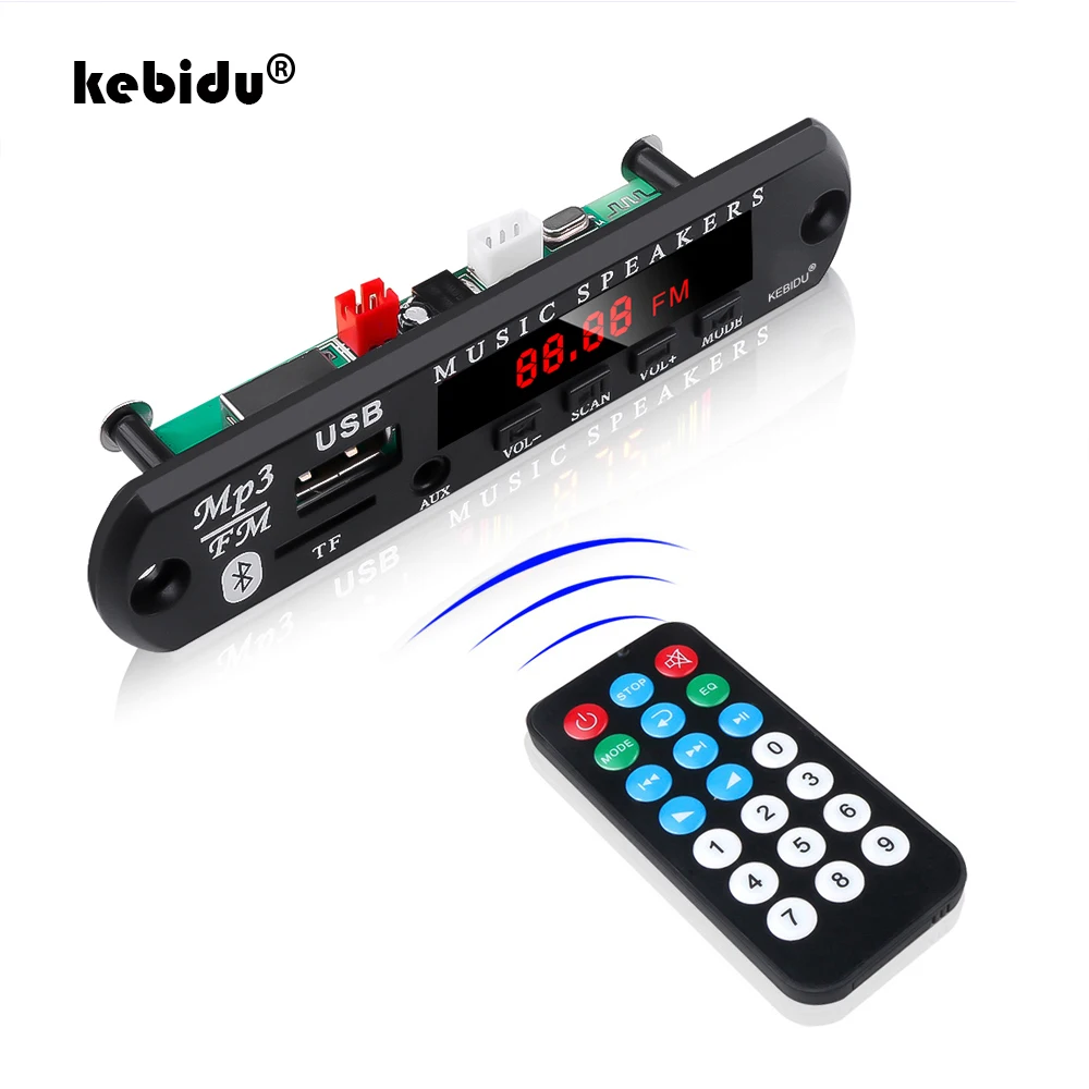 Kebidu 9V-12V MP3 WMA 디코더 보드 오디오 모듈 USB TF 라디오 Bluetooth5.0 무선 음악 자동차 MP3..