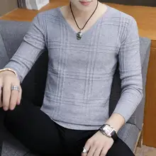 Мужской свитер с v-образным вырезом, Корейская версия свитера, тонкий свитер, вязаная одежда, рубашка