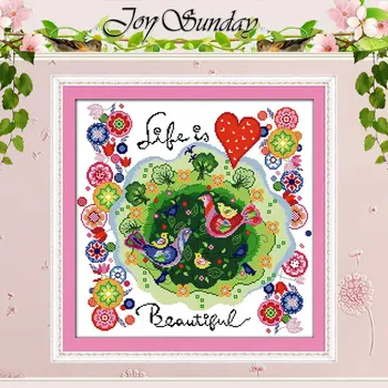 

Birds and flowers Patterns Counted Cross Stitch 11CT 14CT Cross Stitch Set Wholesale Cross-stitch Kit Embroidery Needlework