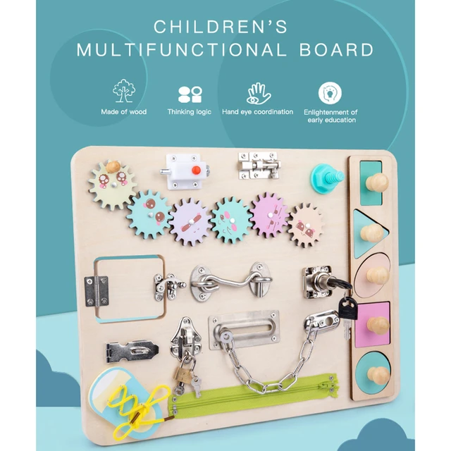 Busy Board Montessori Unlock Toy Essential Educational Sensory Board  Toddler busyboard intelligence tablero sensorial montessori