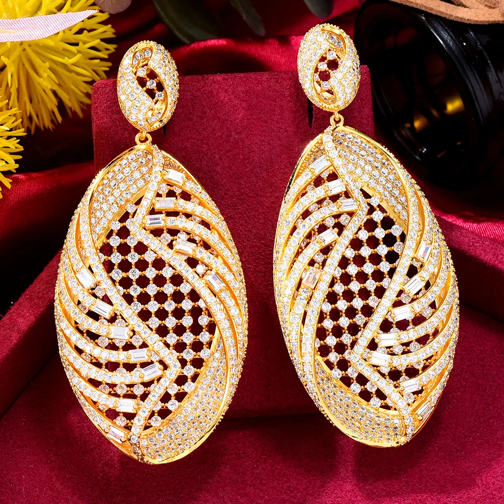 

Missvikki High Quality Luxury Big Oval Drop Earrings For Women Wedding Geometric Earring Brincos Female DIY Fashion Jewelry Gift