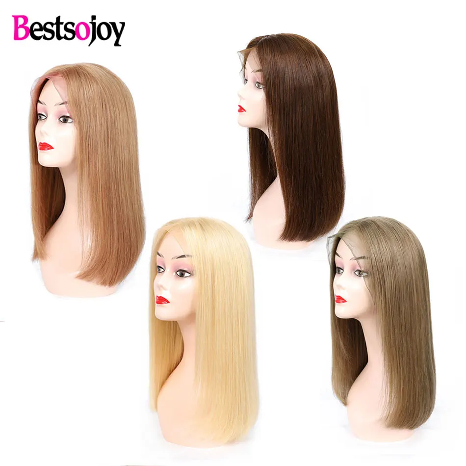 Парики из натуральных волос на кружевной основе Bestsojoy короткий Боб парик #4 #6 #10 #613