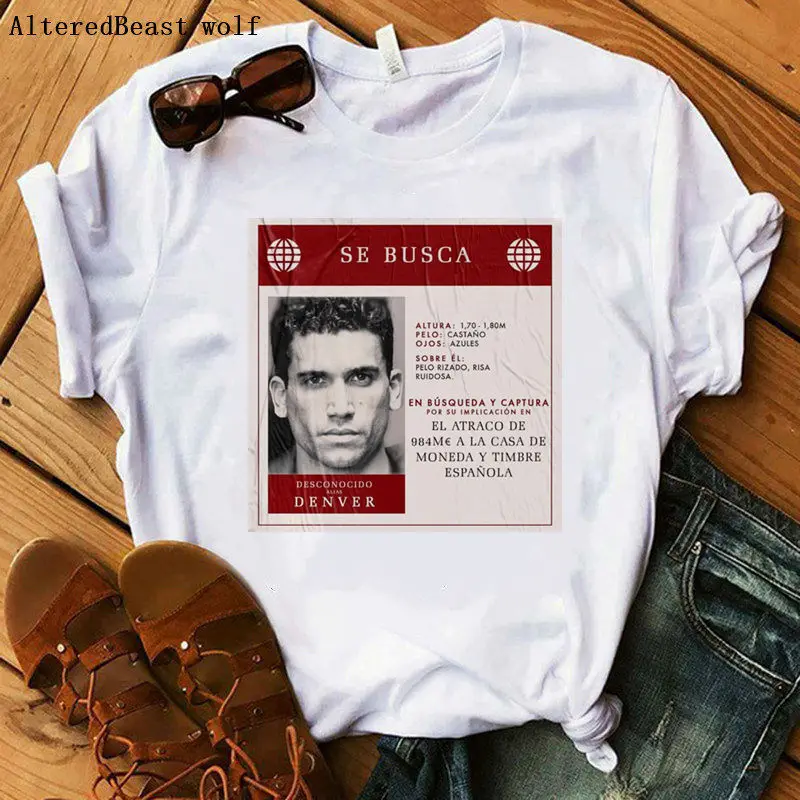 as picture La Casa De Papel Movie летняя модная футболка с принтом Money Heist Tees tv футболка s Женская с коротким рукавом House Of paper vogue футболка - Цвет: as picture