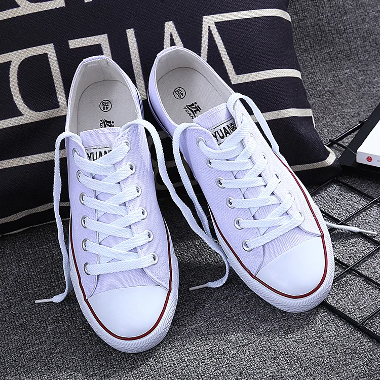 Yuanbu-zapatos de lona para hombre, calzado de arte bajo para estudiantes, zapatos informales de tela coreanos de fondo plano, versátiles, con cordones, transpirables