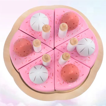 

1pc Playing Toy Interesting Durable Wooden Simulation Cake DIY Toy Cake Set for Children Gifts Kids