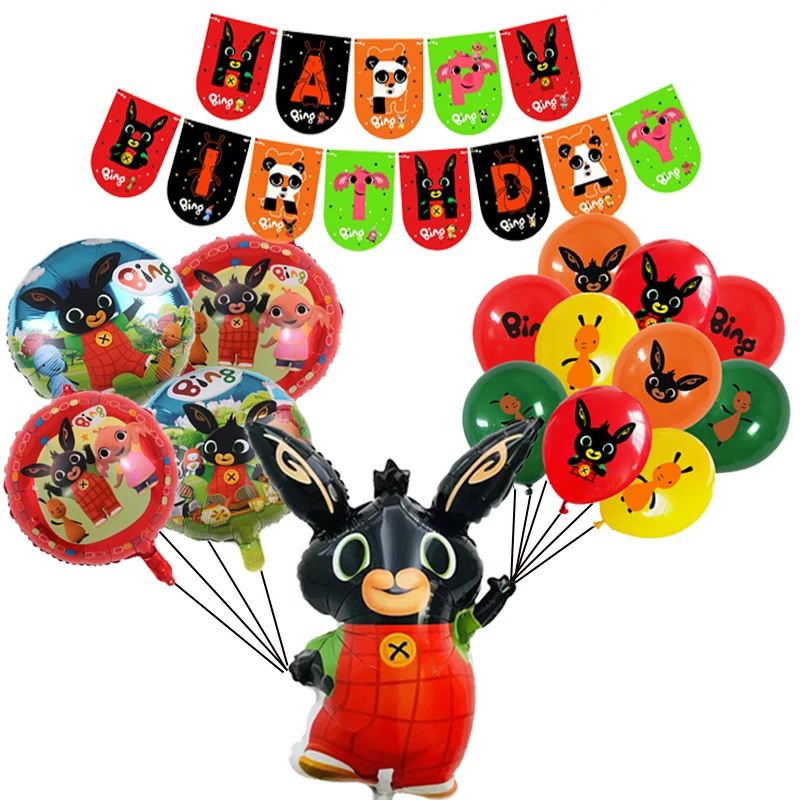 Rabbit Balloons Birthday Party Decoration Cartoon Red Ballons Cute Animal Jungle Pet Banner Kids Cake Toppers Toy Gift Wholesale | Дом и сад