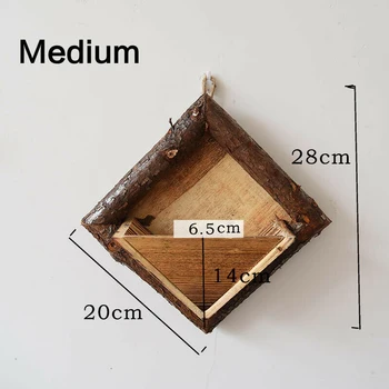 

Holder Garden Home Indoor Basket Household Wooden Square Pendant Flower Pot Wall Planter Hanging Storage Decoration