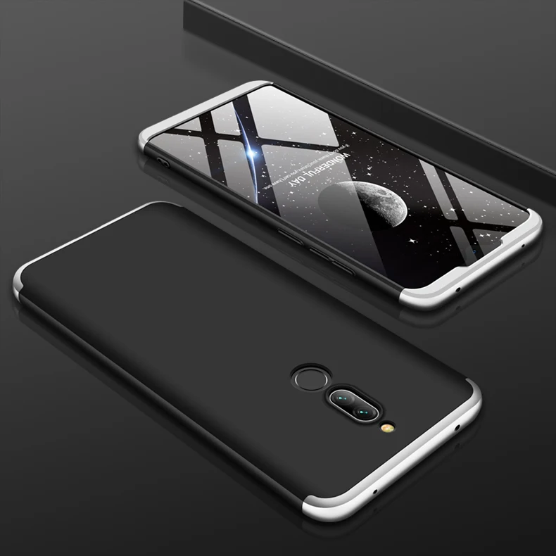 silver-black-silver Для Xiaomi redmi 8 чехол на 360 градусов полный корпус жесткий чехол для Xiaomi redmi 8 redmi 8 Гибридный противоударный чехол+ закаленное стекло - Цвет: silver-black-silver