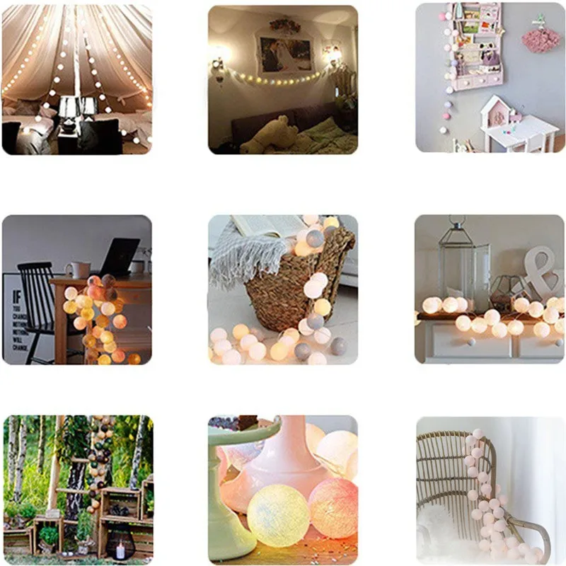 5M 20LED Katoen Bal Guirlande String Light Wedding Party Kerst Thuis Outdoor Decoratie Guirlande Lamp strings Eu Plug