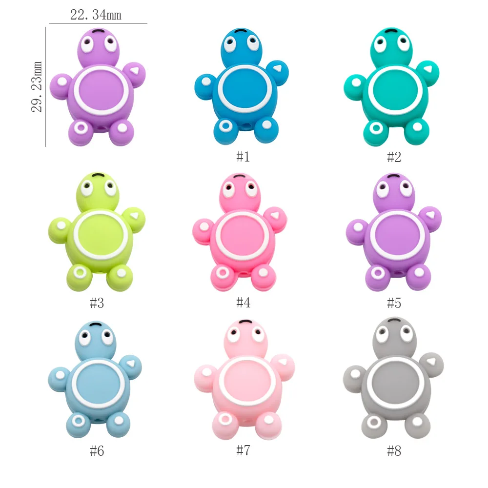 Silicone Teething Beads 10pc Baby Teether BPA Free English Letter Tortoise Mouse Panda DIY Pacifier Chain