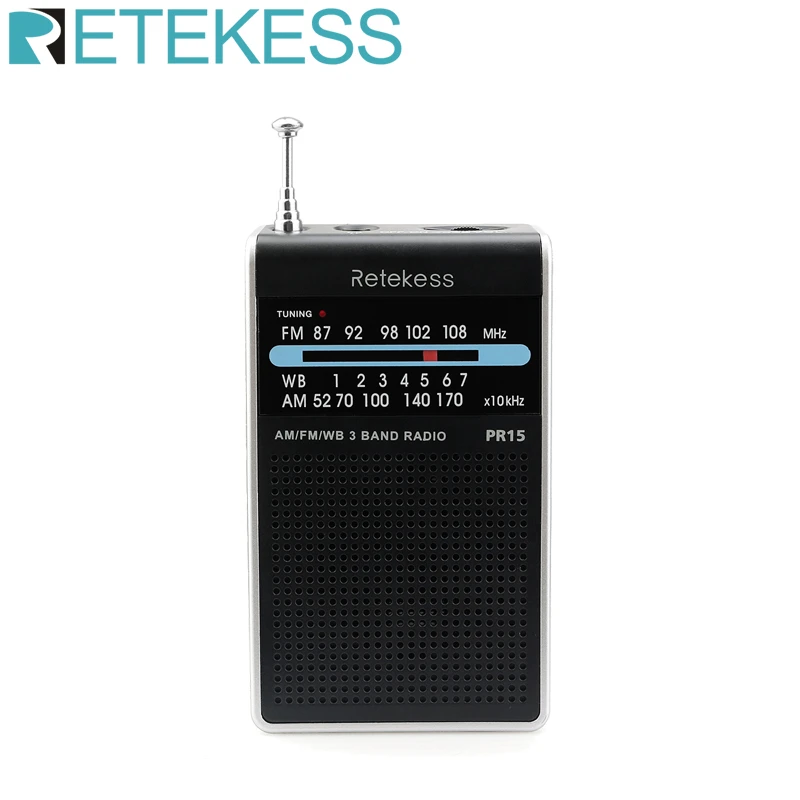 Retekess PR15 Mini Pocket Radio FM AM NOAA Pointer Tuning Radio Receiver with Emergency Weather Warning Function Handheld Radio 